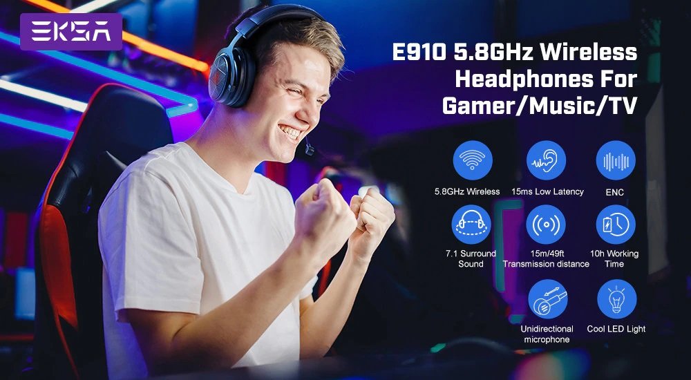 Wireless Gaming Headphones EKSA E910